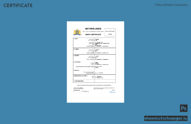 Niederländische Geburtsurkunde (Word- und PDF-Beispiel)